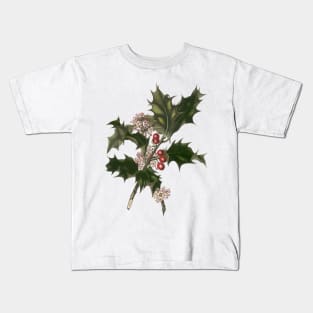 Vintage Christmas Holly Branch Kids T-Shirt